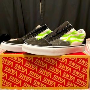 Green Flame Vans Old Skool